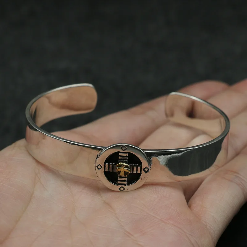 

Оптовая продажа, Серебро S925 пробы, ретро, тайское серебро, маленький лист, солнце, птица, Такахаси Горо, ручная работа, Открытый браслет для мужчин и женщин