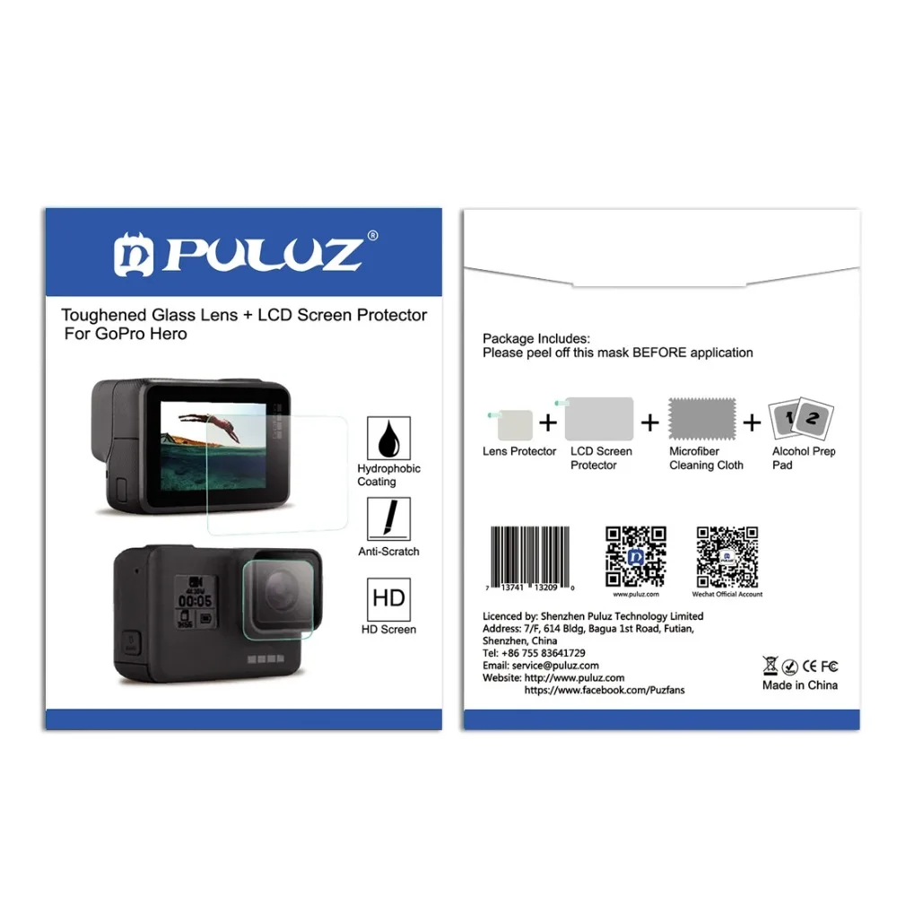 PULUZ закаленное стекло для объектива GoPro HERO 7 HD защита экрана + ЖК дисплей