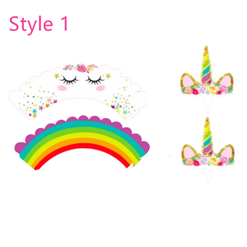 24 шт Единорог кекс Топпер День Рождения вечерние украшения дети Радуга тема