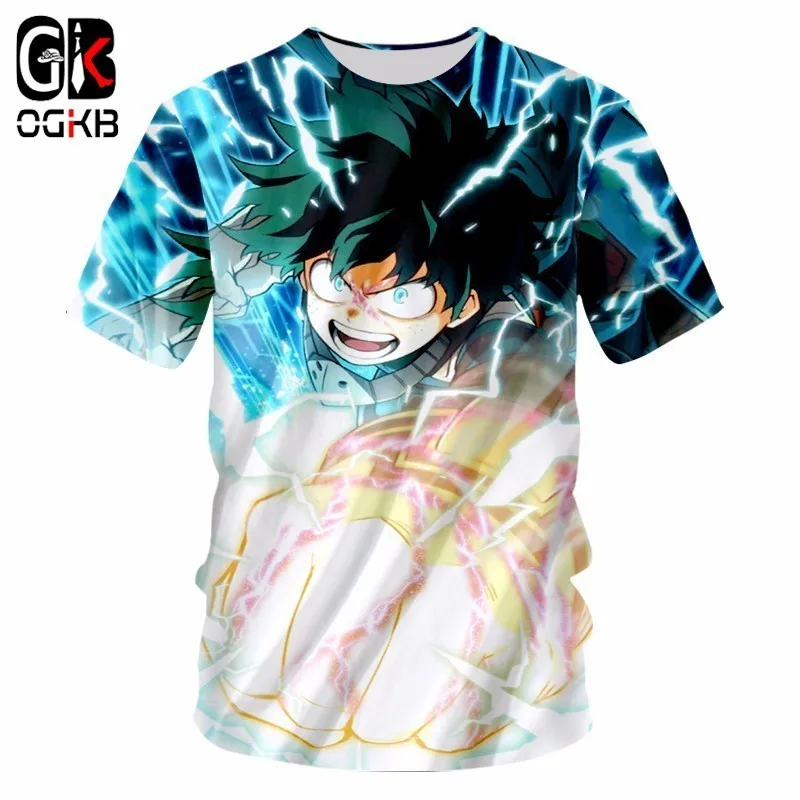 

OGKB Free Shipping Tshirt Mens Funny Print Boku No Hero Academia 3D T-shirts Man Hiphop Short Sleeve Fitness Tee Shirts Big Size