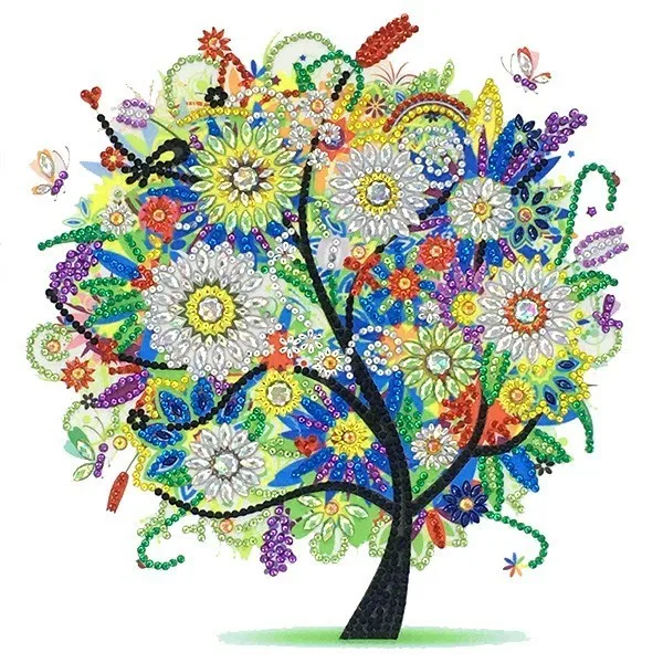 SJ3030 AZQSD Diamond Embroidery Flower Tree Special Shaped Rhinestones Diamond Painting Needlework Butterfly 5D DIY Crystal Painting - Цвет: SJ3030