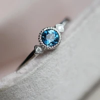 fashion vintage blue rings for women rrendy retro zircon tiny stone ring classic rhinestone filled finger rings girl female gift