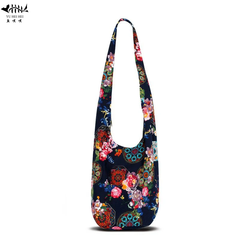 Винтажные хипстерские сумки с цветочным принтом Женская богемная сумка-мешок