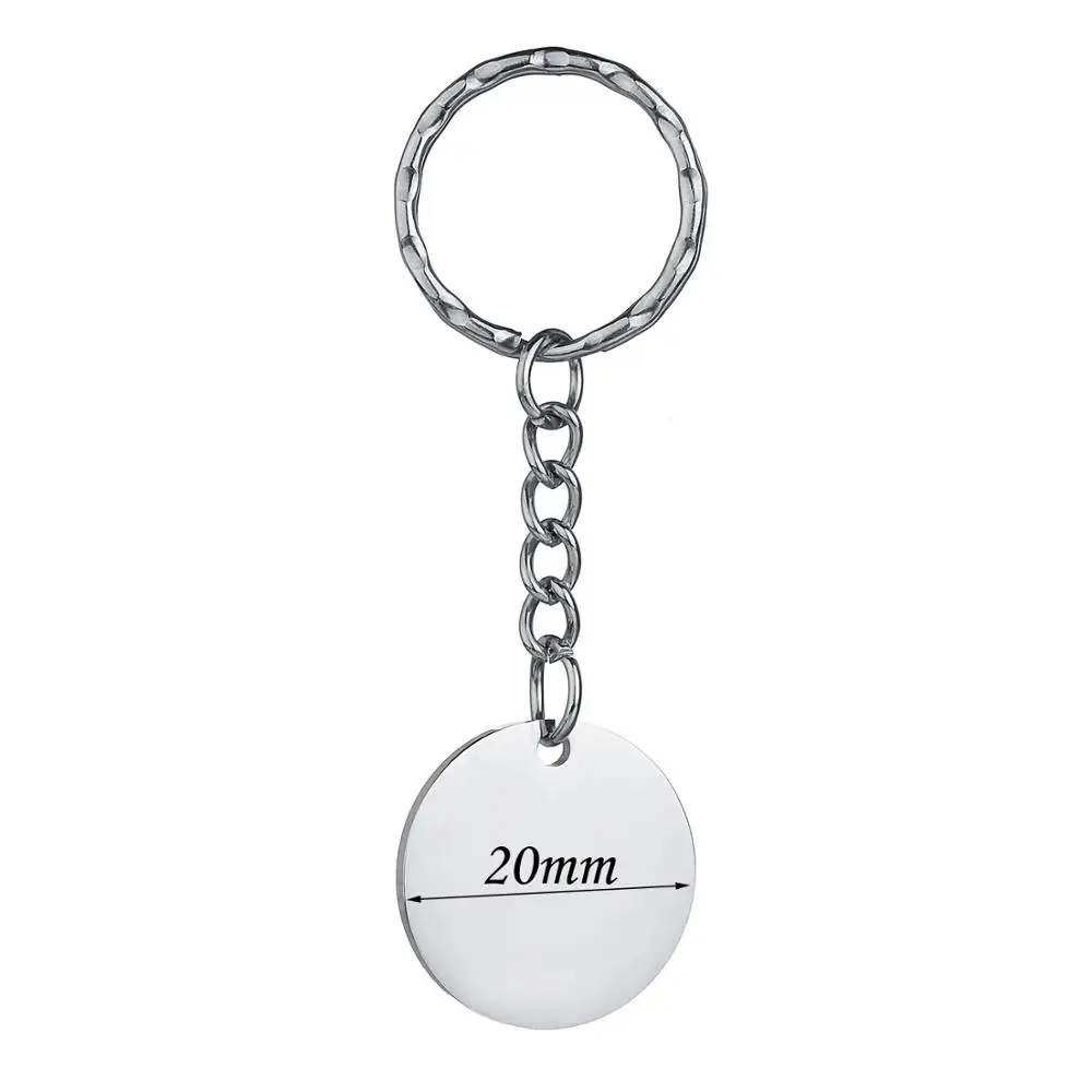Round style 1 20mm Персонализированные нержавеющей стали собака бирка Сердце Sheap Брелок Серебряный цвет выгравированное имя изображение брелоки с животными личный изготовленный на заказ Brelok - Цвет: Round style 1 20mm