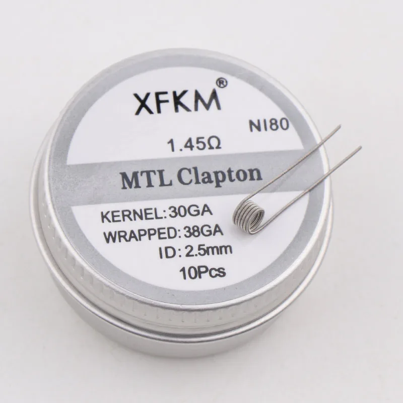 10 шт. XFKM Сверхтонкий MTL плавленый Clapton Предварительно Построенная катушка A1 SS316 Ni80 для MTL Vaper RDA RTA Танк распылители высокое сопротивление
