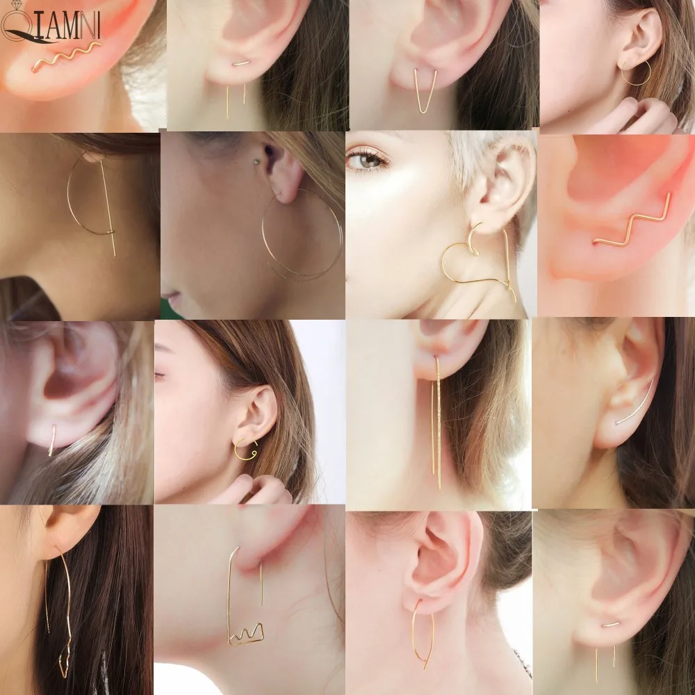 Модные женские серьги QIAMNI в форме сердца волны квадрата лица D петли для девушек