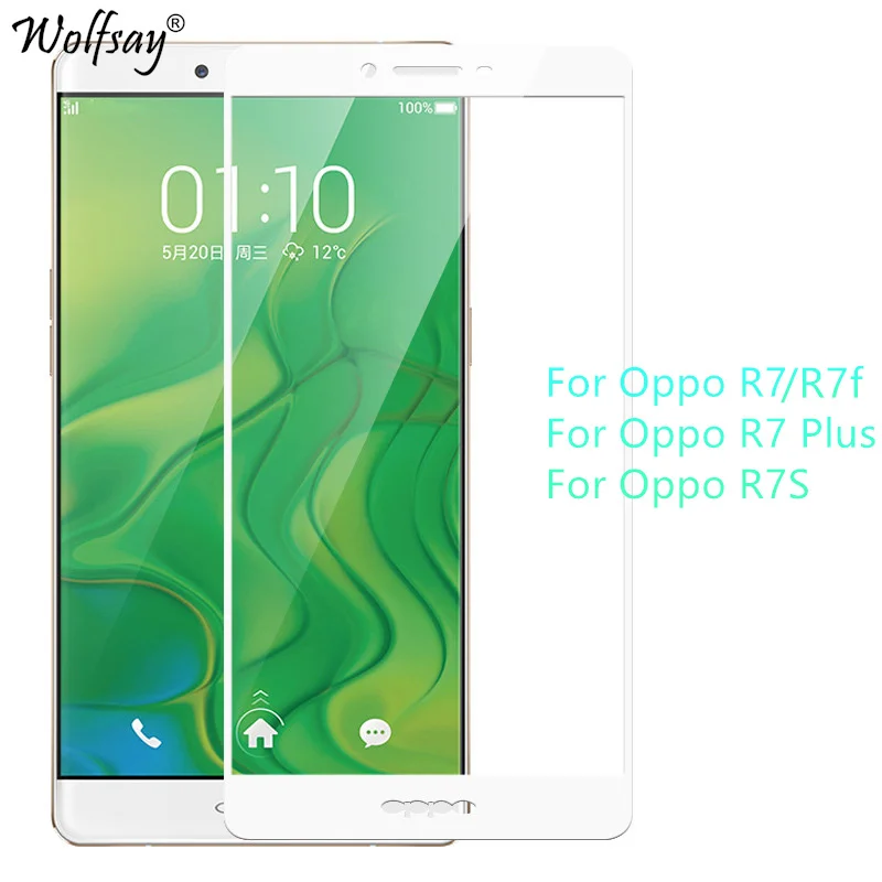 Wolfsay 3D Curved Full Cover Tempered Glass Oppo R7 Screen Protector 9H Hardness Film For / Plus R7S R7f | Мобильные телефоны и
