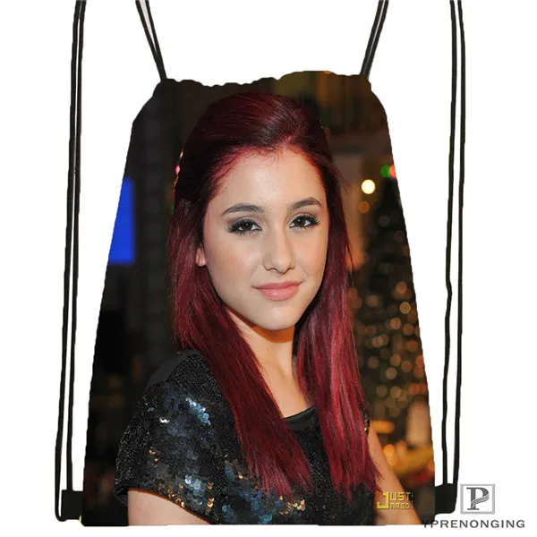 Drawstring Backpack Пользовательские Ариана Гранде походная сумка на шнурке милый детский Ранец(черный цвет(вид сзади) 31x40 см#180531-03-05 - Цвет: Drawstring Backpack