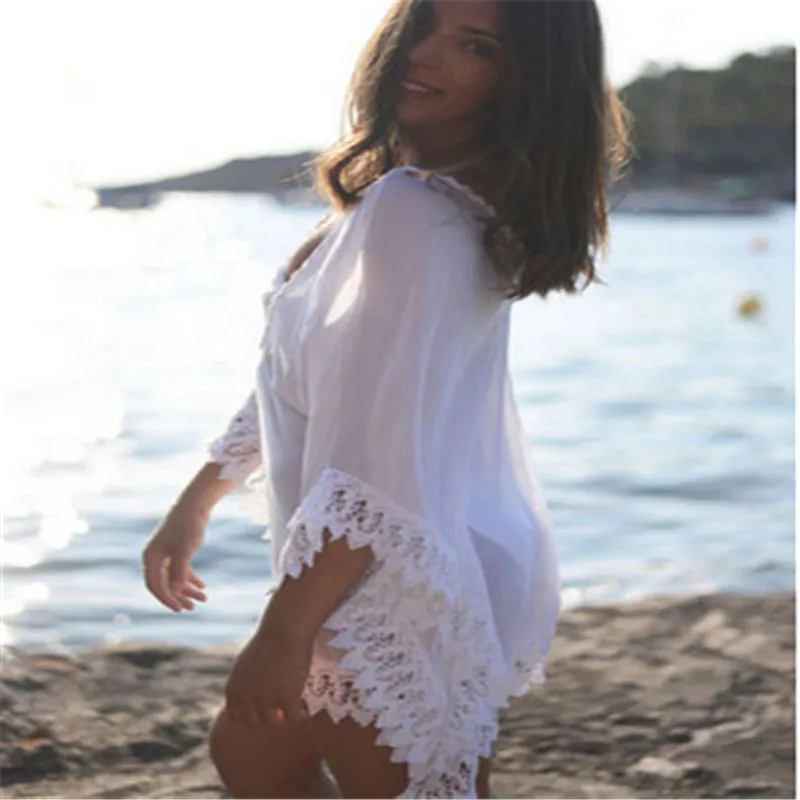 2017 новые шифоновые белые пляжные износ крышки ИБП купальники женские бикини