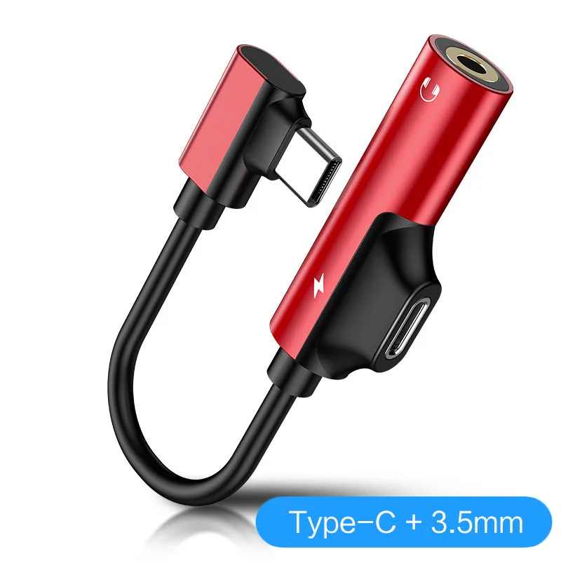 Oppselve usb type C 3,5 адаптер для наушников зарядное устройство USB C до 3,5 мм разъем AUX адаптер для Xiaomi Mi6 MIX2 huawei P20 P30 аудио кабель - Цвет: Red