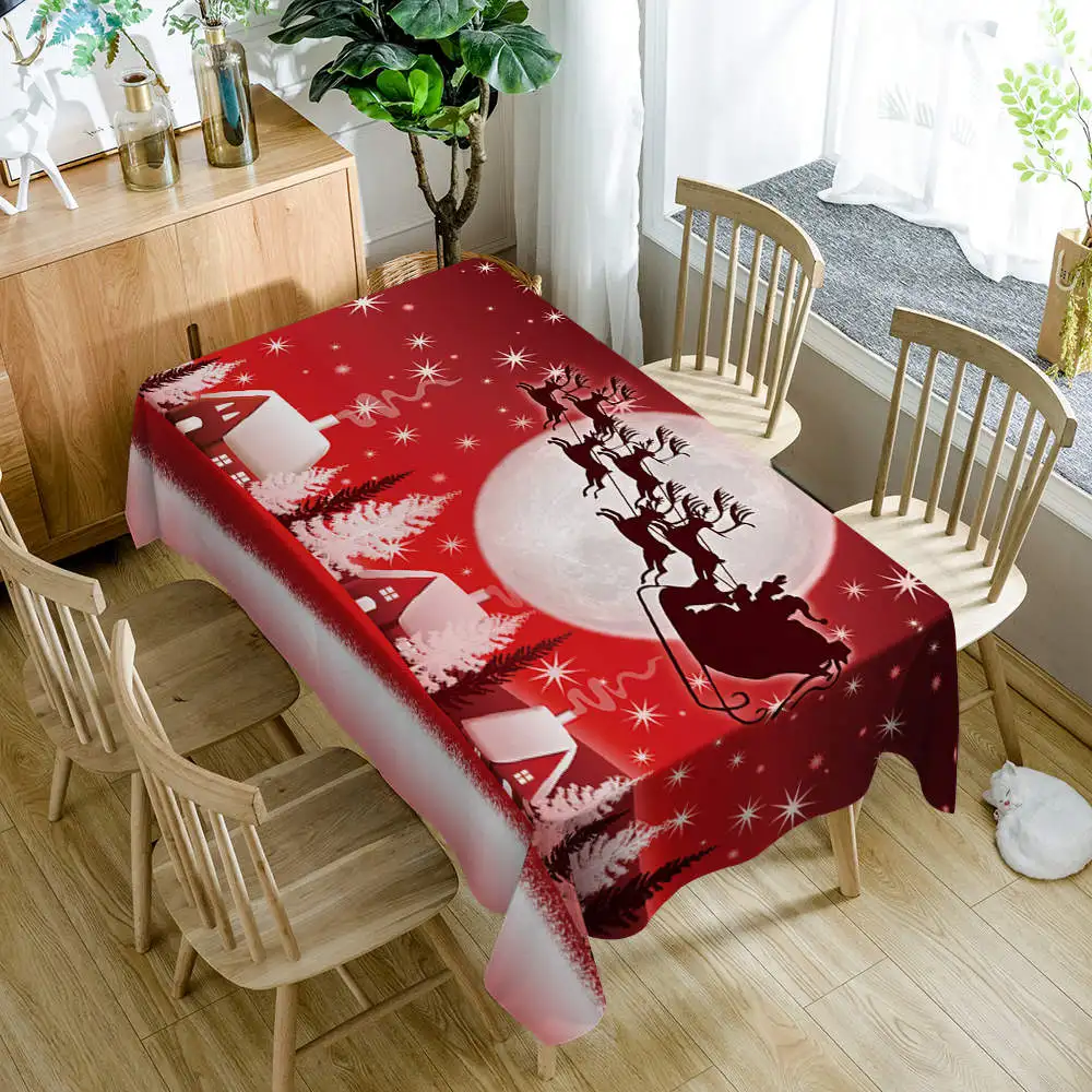 Style K Рождественская скатерть с рисунком лося, Новогодняя пылеотталкивающая скатерть, прямоугольная скатерть из полиэстера и хлопка - Цвет: Style K