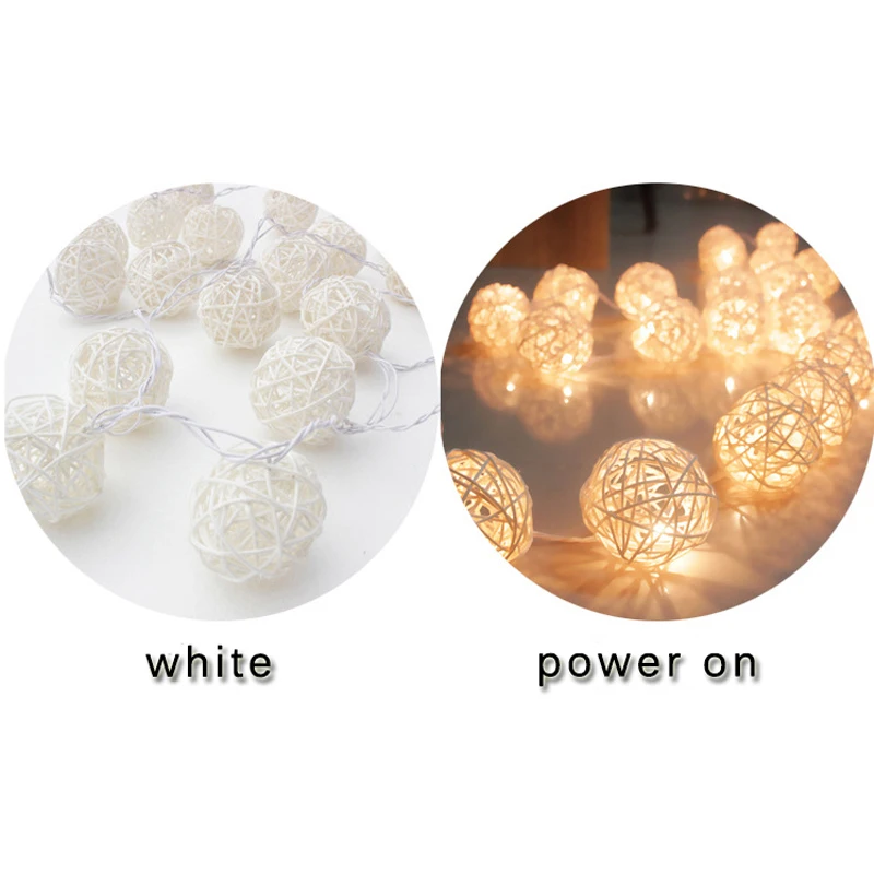 50 мм 10 ротанга мяч Гирлянды светодиодные свет для отдыха и вечеринок Новогодние
