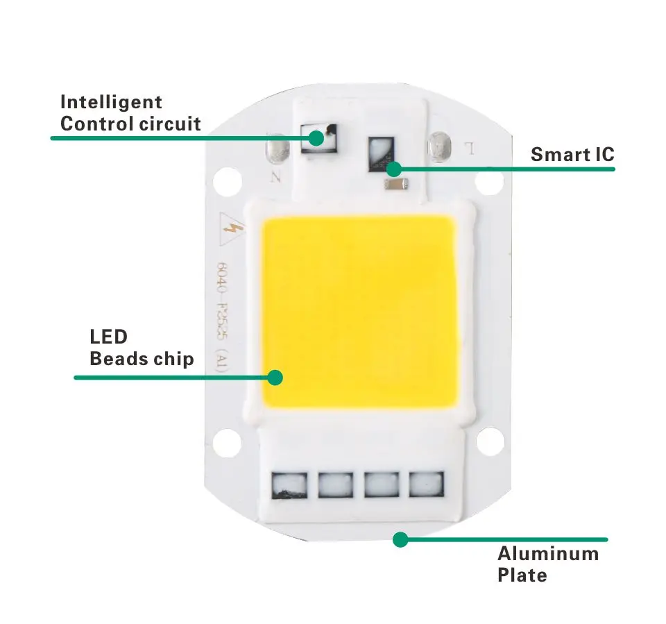 Светодиодный чип COB 110 в 230 В 220 В 10 Вт 20 Вт 30 Вт 40 Вт 50 Вт вход IP65 Smart IC DIY Светодиодный прожектор Прожектор