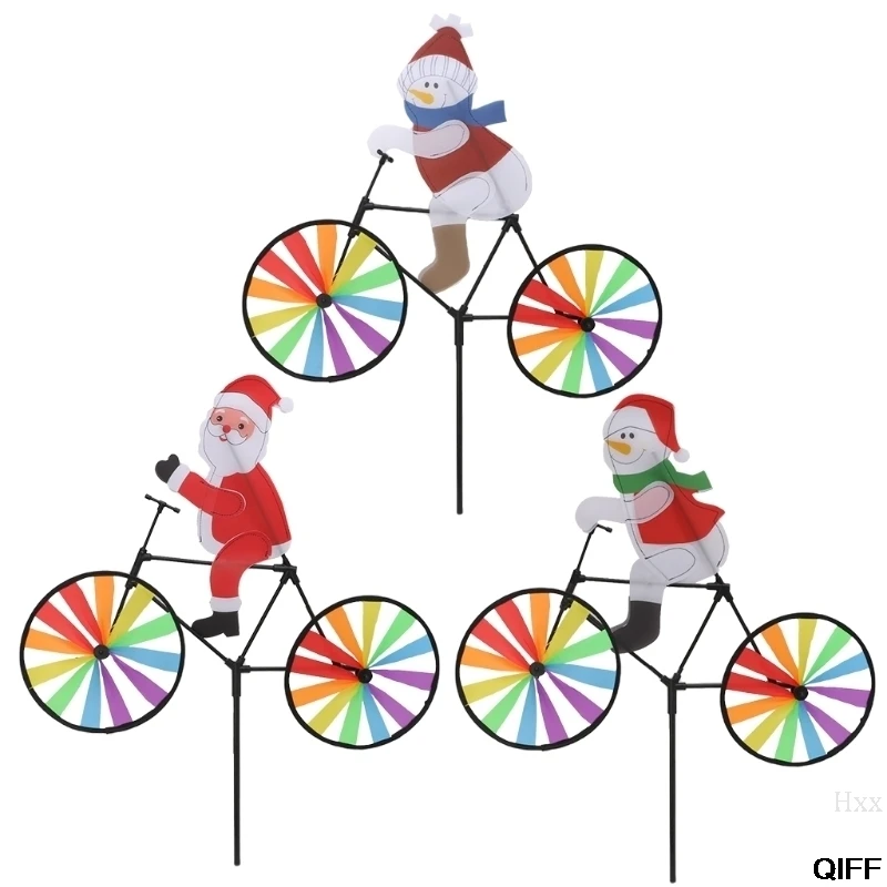 3D большой Санта Клаус на велосипеде мельница ветра вертушка волчок дворовый
