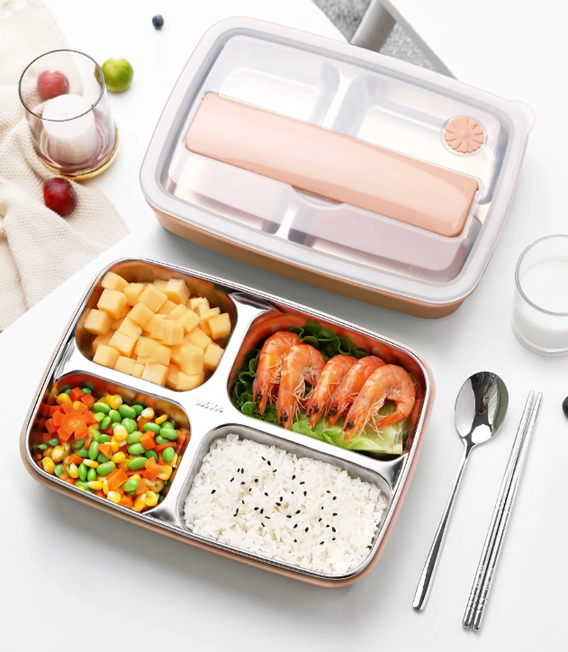 Oneisall Bento Ланч-бокс кухонный пищевой контейнер из нержавеющей стали Пластиковый 1200 мл ланчбокс для детей с подогревом Ланч японский стиль