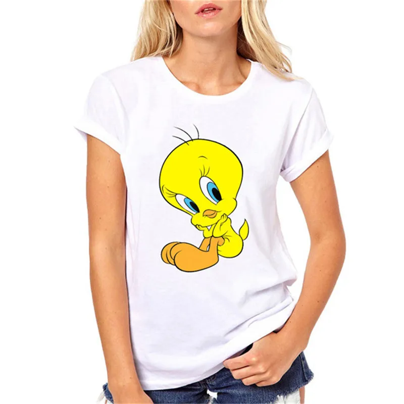 Летняя женская футболка Looney ttes Tweety Bird с мультяшным принтом летняя модная Милая