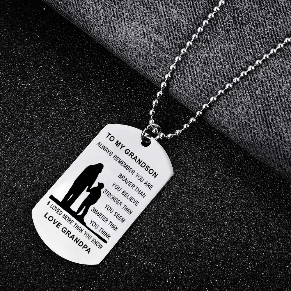 12 шт./лот для внука любовь поощрения Dog Tag Цепочки и ожерелья Семья