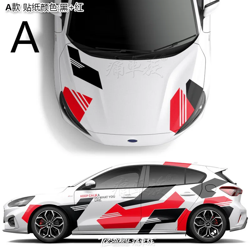 A Автомобильные наклейки для Ford Focus, цветные наклейки для тела, декоративные модифицированные персональные наклейки, пленка - Название цвета: A