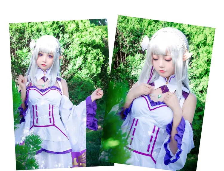 Re:Zero Life в другом мире от Zero Женский костюм Эмилии обувь + парик плащ| |
