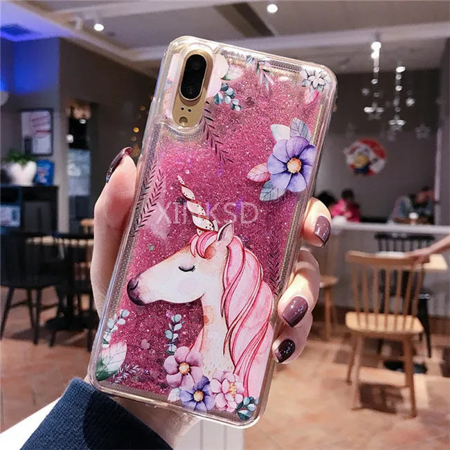 unicorn 2 Чехол с жидкими зыбучими песками для huawei P20 P30 mate 20 Pro 10 Plite P Smart Nova 3 3i 4 на Honor 7C 7A Pro 8X10 9 lite чехол s - Цвет: unicorn 2