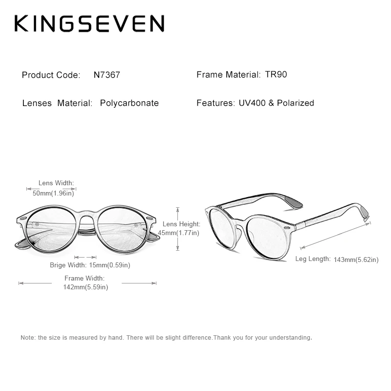 Мужские и женские круглые очки KINGSEVEN дизайнерские поляризационные
