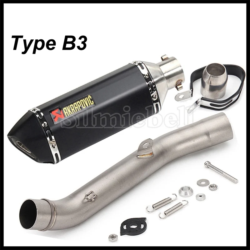 Type B3 Akrapovic выхлопная труба мотоцикла для Kawasaki Z800 выхлопная 2013- без шнуровки выхлопная труба мото Глушитель со средней соединительной трубой - Цвет: Type B3