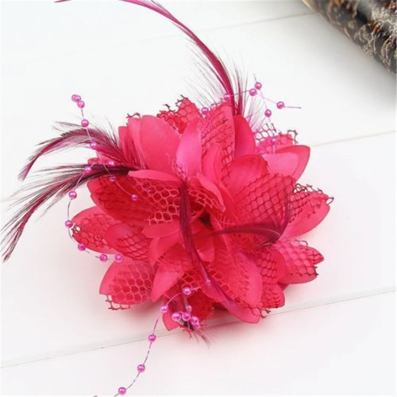 Для женщин Малый Sinamay Fascinators перо цветы заколка для волос для невесты аксессуары для волос свадьбы 8 цветов - Цвет: as the picture shows