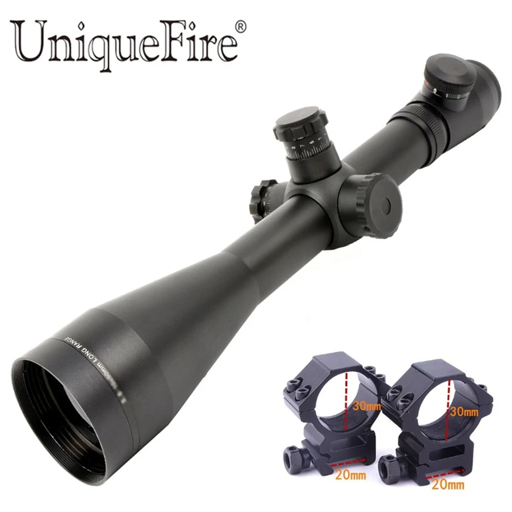 

UniqueFire New MIL-DOT 4.5-14x50 M1 Tactical Scope For Hunting Illuminated + 2 x 20mm Scope Mounting Rings