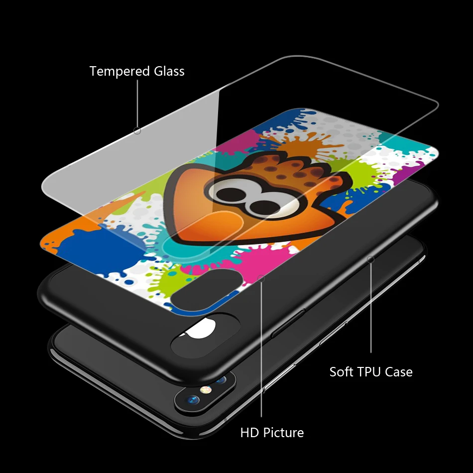 Lavaza colorful art cartoon Splatoon 2 Tempered glass TPU Case for iPhone XS Max XR X 8 7 6 6S Plus 5 5S SE | Мобильные телефоны и