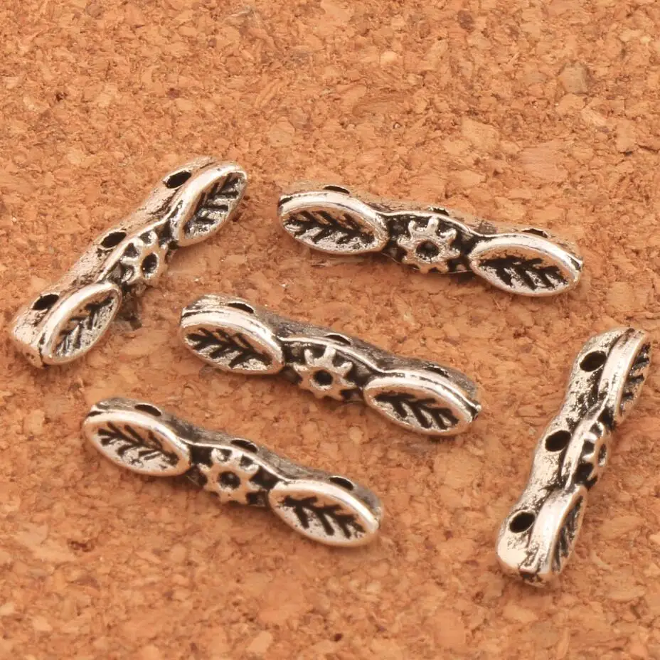 

3-Strand Leaf Spacer Bars L824 13.5x3mm 135PCS Zinc Alloy Jewelry Making Beads Spacers LZ