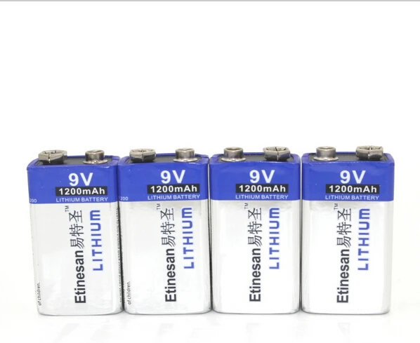 Мощный 8 шт./лот 1200mAh ETINESAN 9v Li батареи 9V литий ионная литиевая батарея ультра