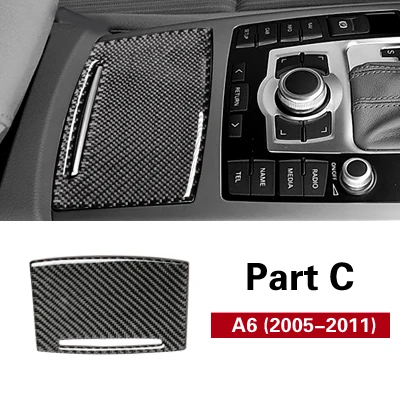 Part C Для Audi A6 c5 c6 аксессуары для салона автомобиля литье наклейки из углеродного волокна центральный контроль переключения передач панель накладка наклейки - Название цвета: Part C