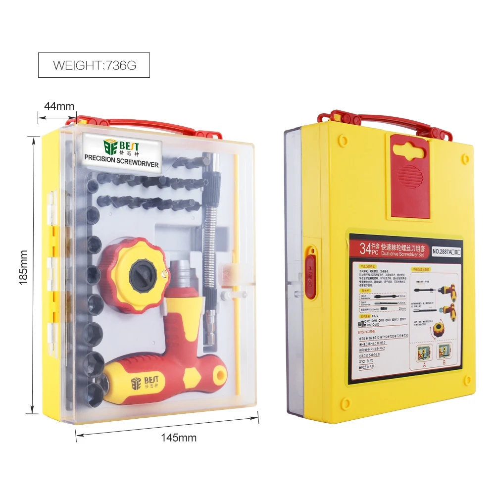

34 in 1 Precision Magnetic Screwdriver Set Multi-functional Repair Tools Kit for Cellphone Computer