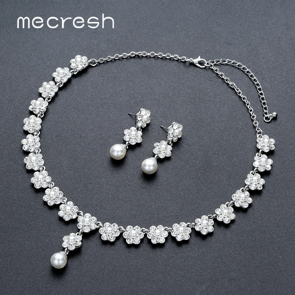 Mecresh милый свадебный цветок с кристаллами набор украшений для женщин имитация