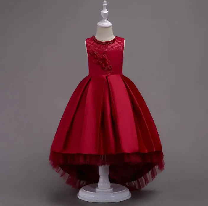 

Hot sales 2019 high quality Kids Dress for Girls Wedding Tulle Lace Long Girl Dress Elegant Princess Party Pageant Formal Gown