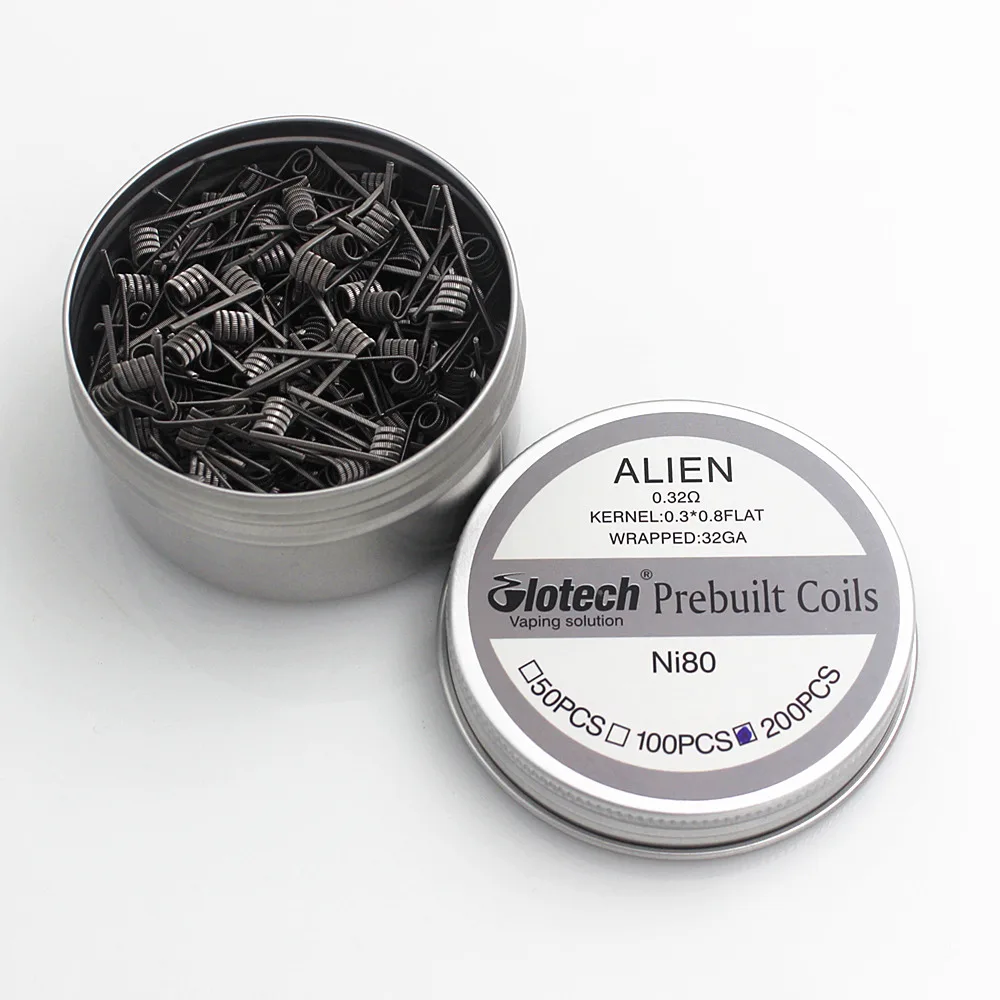 Фото Glotech 200 шт./лот Alien Clapton A1 SS316L Ni80 готовые катушки для DIY Vape RDA RBA 3 материала №5