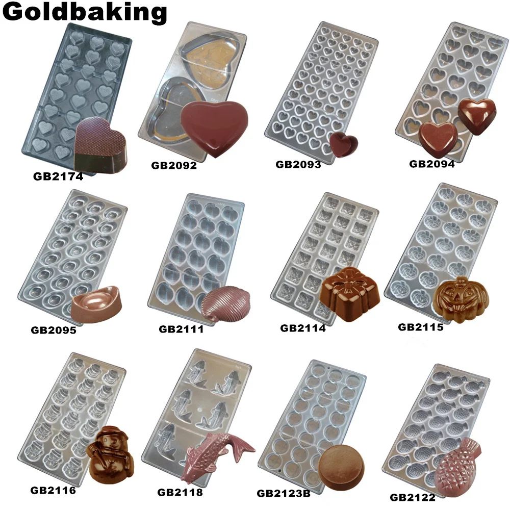 Goldbaking поликарбонатная форма для шоколада «сердце» Поликарбонат шоколадный лоток Жесткий ПК конфеты плесень