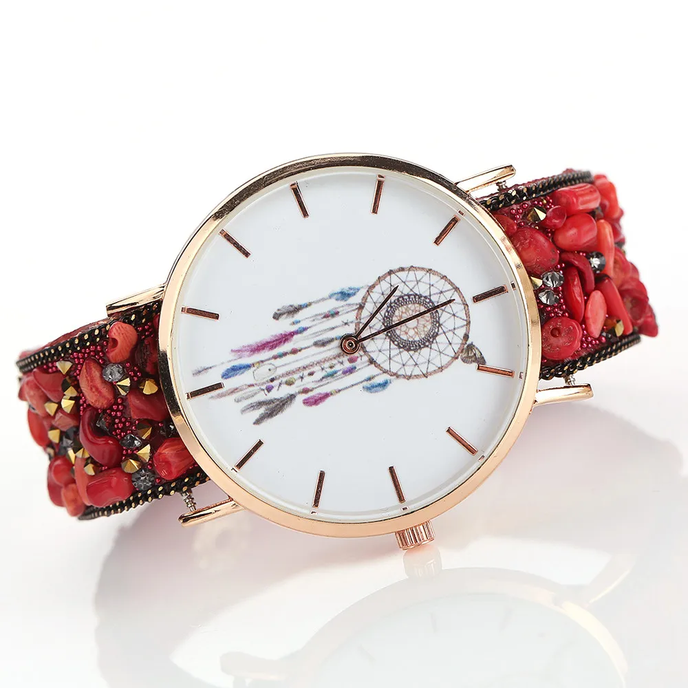 Райский 2017 1 шт. Новая мода обёрточная вокруг браслет часы булыжник синтетическая