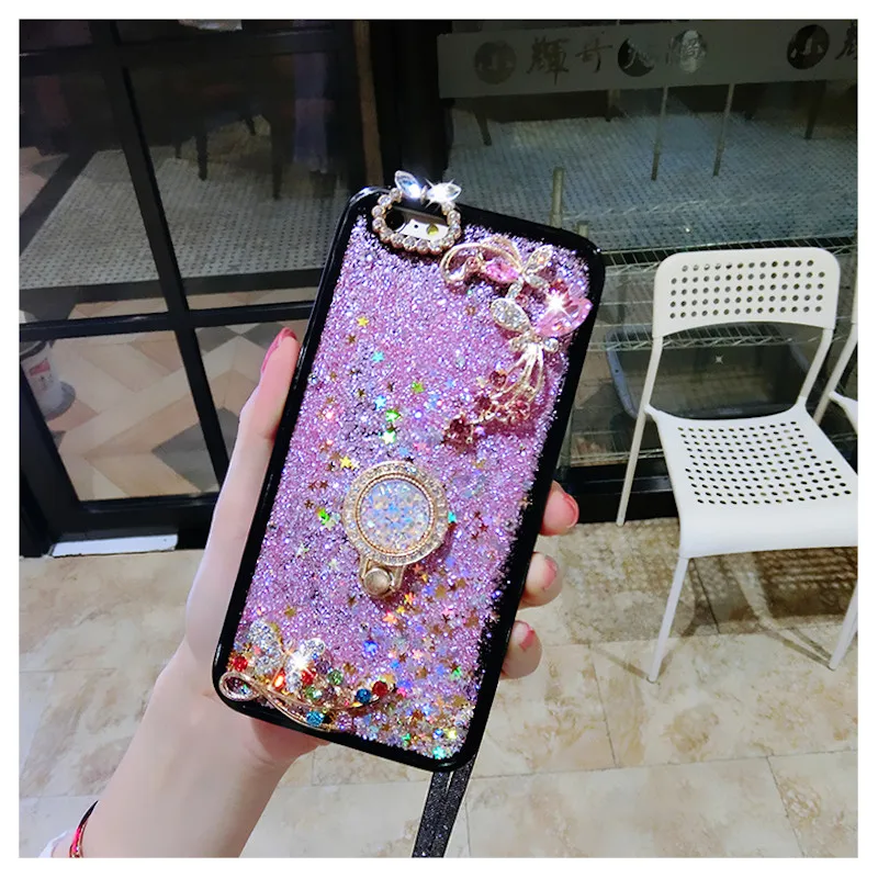 Для iphone XS XR MAX 11 12 mini Pro 6 7 8 плюс с подвесками в виде милых Стразы кольцом подставкой