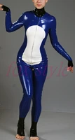 high quality sexy latex handmade catsuit for woman attached gloves feet with hidden zipper