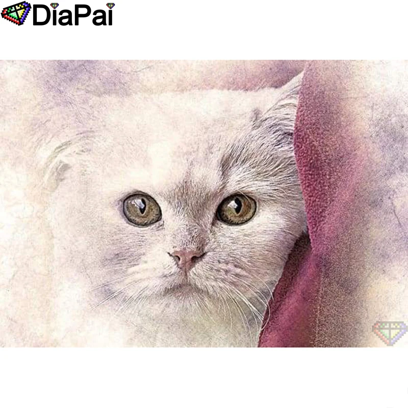 

DIAPAI Diamond Painting 5D DIY 100% Full Square/Round Drill "Animal cat" Diamond Embroidery Cross Stitch 3D Decor A24309