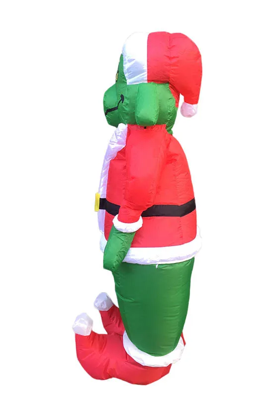 Надувной Grinch 7 футов Рождественское украшение Gemmy Рождественский костюм собаки Санта для наружной отделки Airblown Grinch