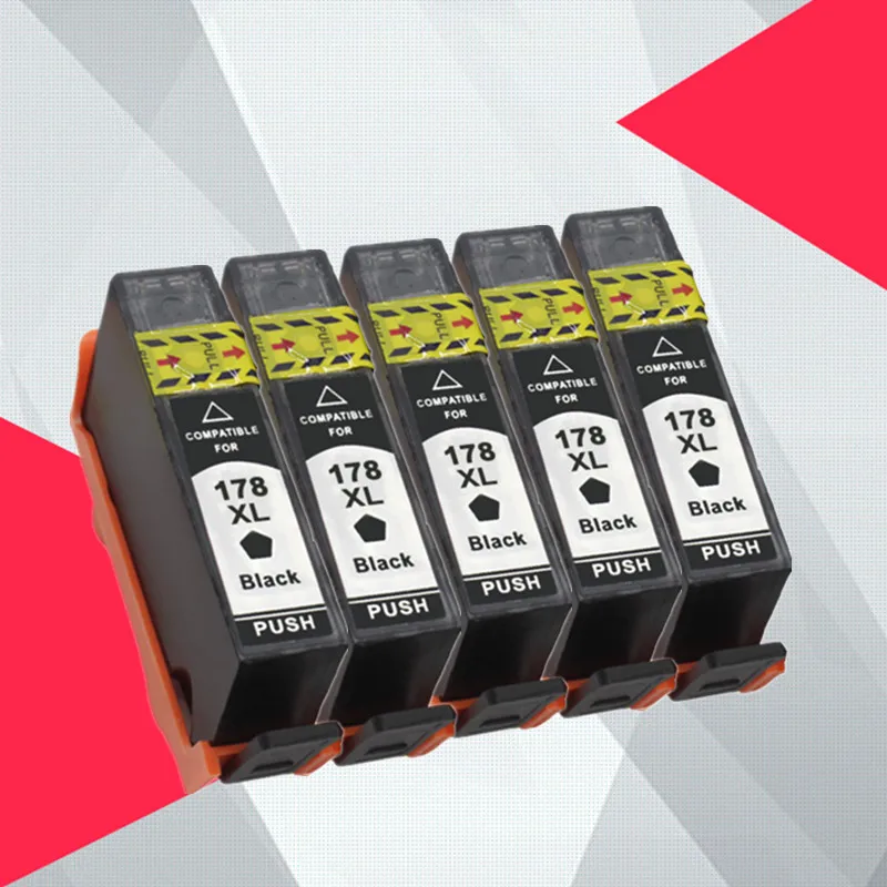 5PCS Black Черный совместимый чернильный картридж для hp 178 Для hp 178 178XL Photosmart 5510 5515 6510 7510 B109a B109n B110a принтер - Цвет: 5PCS Black