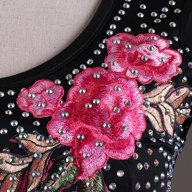

sexy ballroom dresses kids competition standard dance dress waltz flamenco tango green black competition long sleeve ladies q045