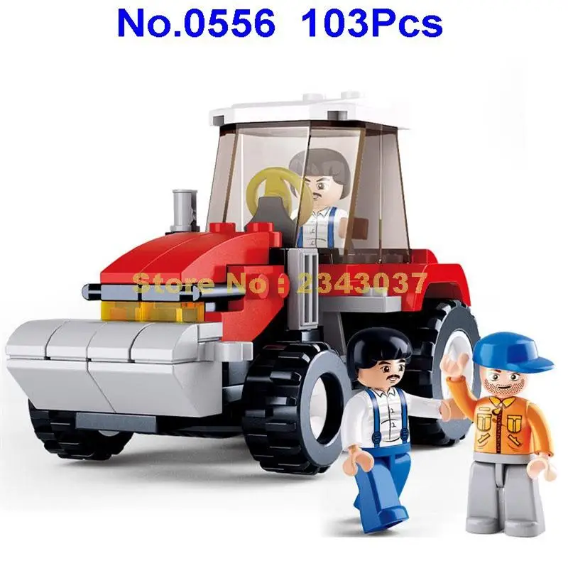 Конструктор Счастливая Ферма Sluban 0556 103 шт. крестьянский трактор 3 игрушки |
