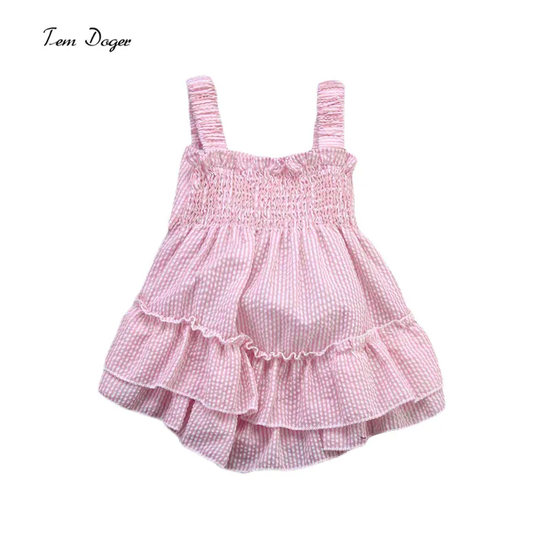 ТЕА doger Детская летняя одежда для девочек милые хлопковые в полоску без рукавов