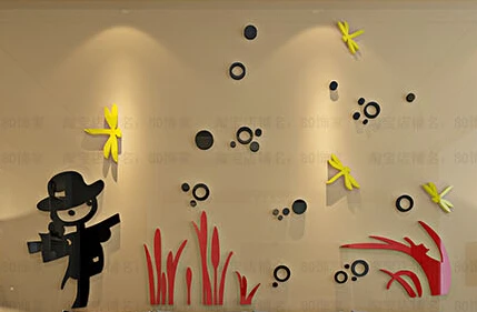 New arrival Cartoon scarecrow Acrylic wall stickers For kids room Child room dragonfly DIY wall stickers Kindergarten DIY decor