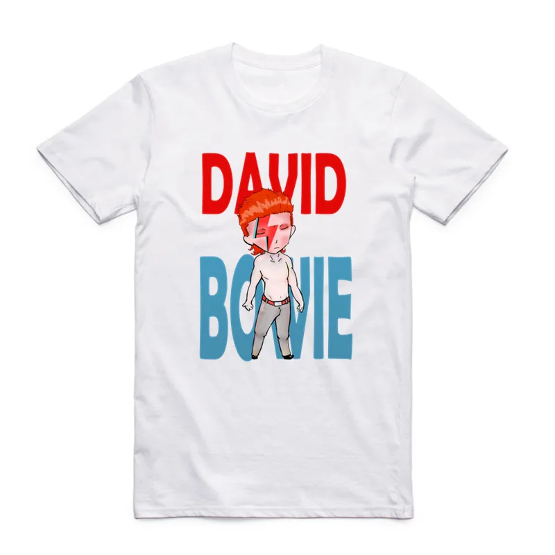 Летняя модная мужская Винтажная Футболка с принтом Rock Bowie David Ziggy Stardust белая