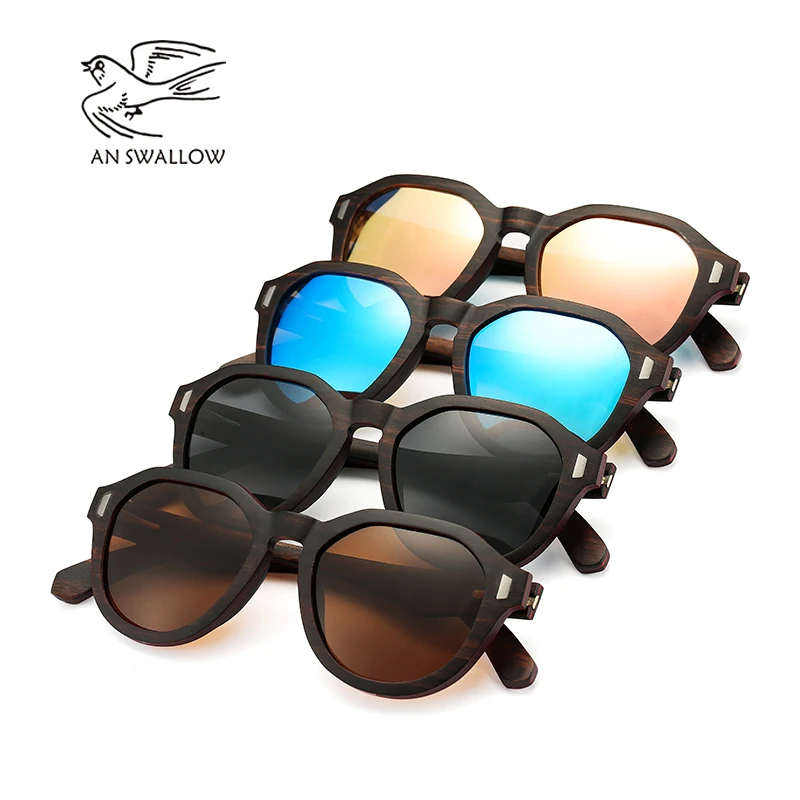 Многослойные очки AN Ласточка из черного дерева синяя оправа с покрытием