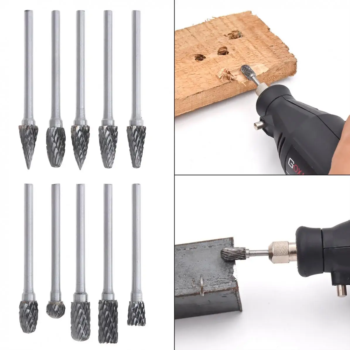 

10pcs/lot Safe and reliable 2.35 x 6mm Carbide Rotary File Tungsten with Plastic Box for Polished / Carved / Polishing